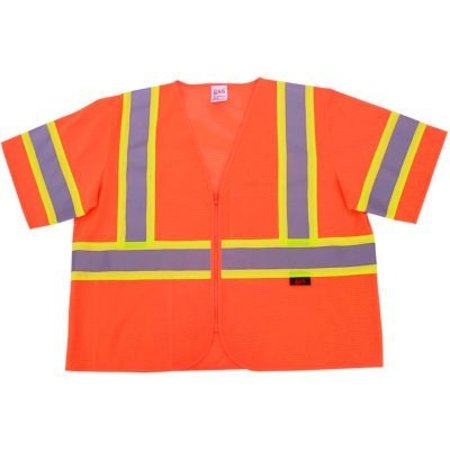 GSS SAFETY GSS Safety 2006 Standard Class 3 Two Tone Mesh Zipper Safety Vest, Orange, Large 2006-LG
